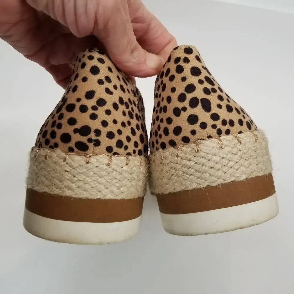 Dr. Scholl's Women's Discovery Cheetah Print Platform Espadrilles Tan Black 11